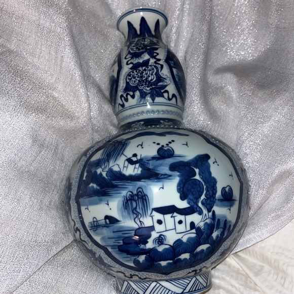 Vintage blue white double Gourd vase - Picture 5 of 8